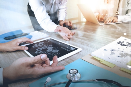 hands working with medical tools